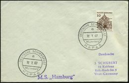 B.R.D. 1967 (12.2.) 2K-BPA: DEUTSCHE SCHIFFSPOST/a/MS "Hamburg"/HAPAG (Nr.i-18) + Viol. 1L: M. S. "Hamburg", Klar Gest.  - Maritiem