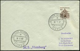 B.R.D. 1967 (12.2.) 2K-BPA: DEUTSCHE SCHIFFSPOST/a/MS "Hamburg"/HAPAG (Nr.i-18) + Viol. 1L: M. S. "Hamburg", Klar Gest.  - Schiffahrt