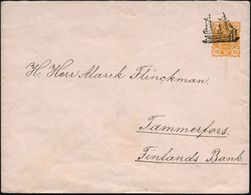 FINNLAND 1897 (Aug.) 20 Pen. U Wappen, Orange Mit Figurenstempel:  S C H I F F (o.Dat.) Inl.-Bf. Von Helsinki N. Tammerf - Marittimi