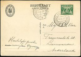 NIEDERLANDE 1937 (14.6.) 2K-BPA: POSTAGENT AMSTERDAM - BATAVIA/1/* = Ambulante Seepost Niederland - Indonesien , 2x Klar - Marittimi