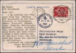 SCHWEDEN 1933 (10.2.) BPA: SWEDESH SEA POST OFFICE/POSTED ON BOARD M-F GRIPSHOLM/BETWEEN/GÖTEBORG/AND/ BOULOGNE (Ma-AS)  - Marittimi