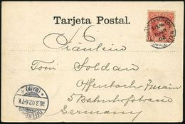 SPANIEN /  GROSSBRITANNIEN 1902 (18.3.) 1K: SOUTHAMPTON/SHIP-LETTER Auf EF Spanien 10 C. Alfons, Rot (Mi.208 EF) S/w.-Ak - Marittimi