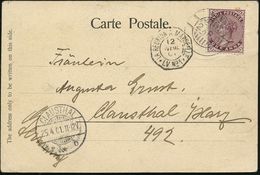 ADEN /  INDIEN 1901 (12.4.) Indien 1 Anna ,EF M.1K:-Gitter: ADEN + Französ. Achteck-Seepost-St: LA REUNION A MARSEILLE/  - Marittimi