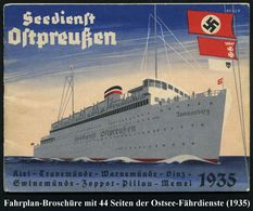 DEUTSCHES REICH 1935 Seedienst Ostpreußen, Broschüre Von 44 Seiten Mit Fahrplänen Der Fährdienste In Der Ostsee , Color- - Maritime