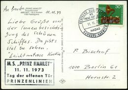 B.R.D. 1973 (11.11.) 2K-BPA: DEUTSCHE SCHIFFSPOST/MS/PRINZ HAMLET/HADAG/HAMBURG - HARWICH (= Prinz Hamlet III) + Schw. R - Marittimi