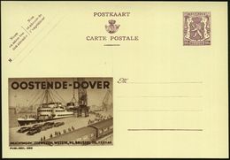 BELGIEN 1948 90 C. Reklame-P Löwe, Br.lila: OOSTENDE - DOVER.. = Auto- U. Personen-Fähre (u. Kran Etc.) Ungebr. (Mi.P 24 - Maritime