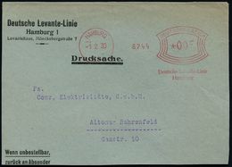 HAMBURG/ 1/ Deutsche Levante-Linie 1930/38 3 Verschied. AFS (1x M. Reedereiflagge) Klar Auf 3 Firmen-Vorderseiten (Dü.E- - Maritiem