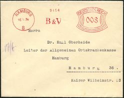 HAMBURG/ 8/ B & V 1936 (16.6.) AFS = B Lohm & Voss, Rs. Persönl. Absender-Vordr.: RUD. BLOHM, Kleiner Ortsbf., Kriegssch - Maritiem