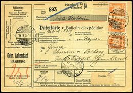 HAMBURG 14/ (F R E I H A F E N)/ D 1927 (15.9.) 1K-Gitter = Hauspostamt Zollausschlußgebiet Hambuger Hafen, 5x Vs./rs. + - Maritiem