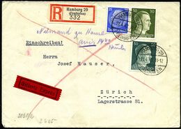 HAMBURG 29/  F R E I H A F E N 1942 (21.4.) Seltener 1K-Steg = Hauspostamt Zollausschlußgebiet Hamburger Hafen , 2x + So - Maritiem