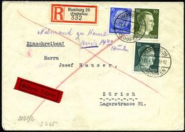 HAMBURG 29/  F R E I H A F E N 1942 (21.4.) Seltener 1K-Steg = Hauspostamt Zollausschlußgebiet Hamburger Hafen , 2x + So - Schiffahrt