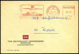 25 ROSTOCK-ÜBERSEEHAFEN/ DDR/ VEB DEUTFRACHT-SEEREEDEREI.. 1977 (16.6.) AFS, Sonderform Postalia, Vierstellig (Frachter  - Maritime