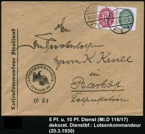 STRALSUND/ *1p 1930 (20.3.) 1K-Steg Auf Dienst 5 Pf. U. 10 Pf., Dienst-Bf.: STRALSUND/ LOTSENKOMMANDEUR (preuß. Adler) F - Marittimi