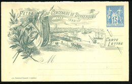 FRANKREICH 1893 15 C. Allegorie Privat-Kartenbrief, Blau: FETES DU CENTENAIRE DE DUNKERQUE = 100 Jahrfeier Dünkirchen =  - Schiffahrt