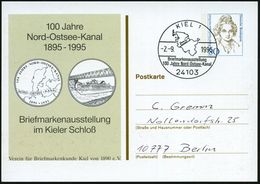 24103 KIEL 1/ Briefmarkenausstellung/ 100 Jahre Nord-Ostsee-Kanal 1995 (2.9.) SSt A. PP 80 Pf. Varnhagen: 100 Jahre Nord - Maritime