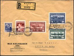 ÖSTERREICH 1937 (10.6.) Flaggen-BPA: SCHIFFSPOST/BABENBERG/1837/D.D.S.G./1937 (Reederei-Flagge D. DDSG) 2x Klar Auf Komp - Marittimi