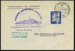 775 KONSTANZ 1/ DB/ Jungfernfahrt MS.Konstanz 1964 (27.5.) SSt + Viol. HdN: BODENSEE-MOTORSCHIFF "KONSTANZ" + 3L: JUNGFE - Marítimo