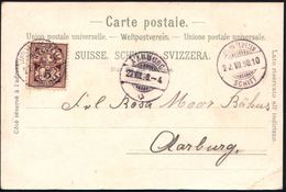 SCHWEIZ 1898 (22.7.) 1K-Gitter: LUZERN - FLÜELEN/10/SCHIFF = Kurs 10 2x Sauber A. EF 5 C. Ziffe, Monochrome Litho-Ak.: G - Maritime