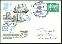 2500 ROSTOCK/ 10.Briefm.-Ausstellung 1979 (11.8.) SSt (2 Frachter) Auf Passender PP 10 Pf. PdR., Grün: ROSTOCK 79.. = Gr - Marítimo