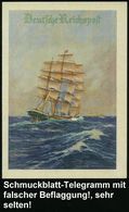 DEUTSCHES REICH 1934 Schmuckblatt-Telegramm Segelschiff Mit  F A L S C H E R  Beflaggung: Hakenkreuzflagge Am Großmast ( - Marittimi