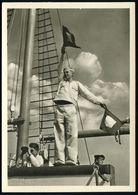 DEUTSCHES REICH 1937 (CA:) S/w.-Foto-Ak.: Marine-Hitler-Jugend, Signalgast Auf Segelschiff , Ungebr. (Verlag Schwerdtfeg - Marítimo