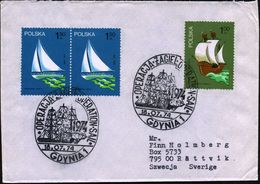 POLEN 1974 (18.7.) SSt.: GDYNIA 1/..OPERATION SAIL 2x A. Segelschiffe 1 Zl. Hansekogge + 2x 1,50 Zl. Atlantiksegler "Dal - Schiffahrt