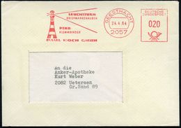 2057 GEESTHACHT/ LEUCHTTURM/ BRIEFMARKENALBEN/ ..P.KOCH 1964 (24.4.) AFS = Leuchtturm (mit Lichtkegel) Klar Gest. Fern-B - Phares