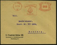 HAMBURG/ 14/ C.Friedr.Böhler Nfl./ Spedition 1929 (14.11.) AFS = Rettungsring (vor Anker) Klar Auf Orts-Firmenbf. (Dü.E- - Marítimo