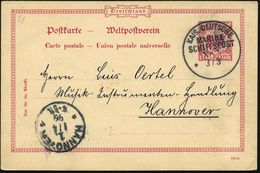 DEUTSCHES REICH 1896 (3.3.) 1K-BPA: KAIS. DEUTSCHE/MARINE-/SCHIFFSPOST/No.5 = S.M.S. "Prinzeß Wilhelm" (Kl. Kreuzer) Ste - Maritime
