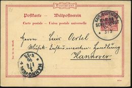 DEUTSCHES REICH 1896 (3.3.) 1K-BPA: KAIS. DEUTSCHE/MARINE-/SCHIFFSPOST/No.5 = S.M.S. "Prinzeß Wilhelm" (Kl. Kreuzer) Ste - Schiffahrt