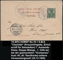 DEUTSCHES REICH 1900 (25.2.) 1K-BPA: KAIS. DEUTSCHE/MARINE-/SCHIFFSPOST/No.16 = S.M.S. Charlotte, Seekadetten-Schulschif - Marittimi