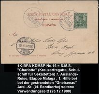 DEUTSCHES REICH 1900 (25.2.) 1K-BPA: KAIS. DEUTSCHE/MARINE-/SCHIFFSPOST/No.16 = S.M.S. Charlotte, Seekadetten-Schulschif - Schiffahrt