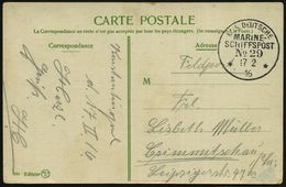 DEUTSCHES REICH 1916 (17.2.) 1K-BPA: KAIS. DEUTSCHE/MARINE-/SCHIFFSPOST/No. 29/** = S.M.S. "Goeben", Schlachtkreuzer (ab - Maritime