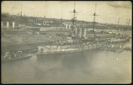 Wilhelmshaven 1919 (Jan.) S/w.-Foto-Ak.: Linienschiff "Preussen" Beim Umbau Zum Mutterschiff Für Flachgehende Minensuchb - Schiffahrt