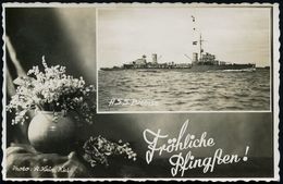 KIEL/ *1ff/ Besucht Die/ Marine Volkswoche Kiel.. 1935 (8.6.) MWSt Auf S/w.-Foto-Ak.: "Fröhliche Pfingsten" Artillerie-S - Marítimo