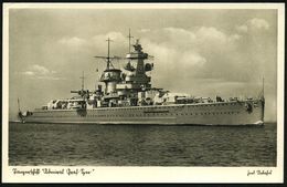 DEUTSCHES REICH 1935 (ca.) S/w.-Foto-Ak.: Panzerschiff "Admiral Graf Spee" (rs. Kl. Haftspuren) Ungebr. (Uhv. Verlag M.  - Marítimo