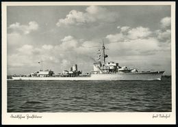 DEUTSCHES REICH 1936 (ca.) S/w.-Foto-Ak.: Deutscher Zerstörer , Ungebr. (Verlag EAS) - - Maritime