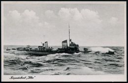 DEUTSCHES REICH 1939 (ca.) S/w.-Foto-Ak.: Torpedoboot "Jltis" , Ungebr. (Verlag E.P.Hart, Wilhelmshaven) - - Maritime