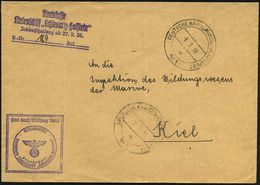 DEUTSCHES REICH 1938 (8.2.) 2K-BPA: DEUTSCHE KRIEGSMARINE-SCHIFFSPOST/a/Nr.1 = Linienschiff "Schleswig-Holstein", Ausbil - Marittimi