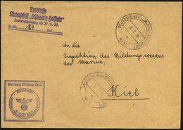 DEUTSCHES REICH 1938 (8.2.) 2K-BPA: DEUTSCHE KRIEGSMARINE-SCHIFFSPOST/a/Nr.1 = Linienschiff "Schleswig-Holstein", Ausbil - Schiffahrt