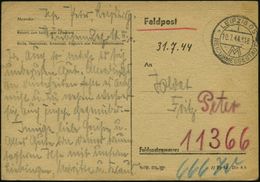 LEIPZIG O 5/ I/ MM7REICHSMESSESTADT 1944 (10.7.) HWSt Auf Feldpost-Kt. An Fp.-Nr. 11 366 = Hafenkapitän Stampalia (Insel - Marittimi