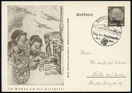 BERLIN SW 61/ Tg Der Briefmarke 1941 (12.1.) SSt = U-Boot Auf Sonder-P. 6 Pf. Hindenbg., Braun "Elsaß": Funker, Flugzeug - Sottomarini
