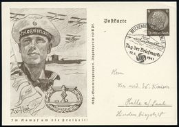 REICHENBERG (SUDETENL) 1/ Tag Der Briefmarke 1941 (12.1.) SSt = U-Boot Auf Passender Sonder-BiP 6 Pf. Hindenbg., Braun:  - Duikboten