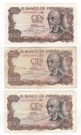 1970 Tres Billetes 100 Pesetas Distintas Calidades SC - EBC - Usado - [ 4] 1975-… : Juan Carlos I