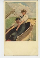 FEMMES - FRAU - LADY - Jolie Carte Fantaisie Viennoise Couple Sur Un Bateau Signée CLARENCE F. UNDERWOOD - Underwood, Clarence F.