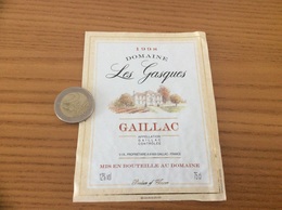 Etiquette De Vin ** 1998 «GAILLAC - DOMAINE Les Gasques - V.I.N. (81)» - Gaillac