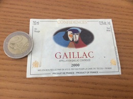 Etiquette De Vin 2000 «GAILLAC - CONFIDENCES - LA CAVE DE TECOU (81)» - Gaillac