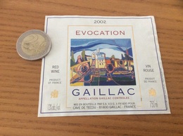 Etiquette De Vin * 2002 «GAILLAC - EVOCATION - LA CAVE DE TECOU (81)» - Gaillac