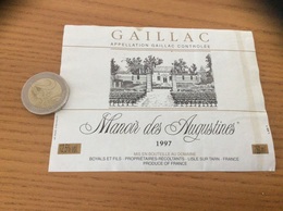 Etiquette De Vin 1997 «GAILLAC - Manoir Des Augustines - BOYALS ET FILS - LISLE-SUR-TARN (81)» - Gaillac