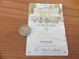 Etiquette De Vin 1996 «GAILLAC - CHATEAU BEL PUECH - SCEA D.D.H. (81)» - Gaillac